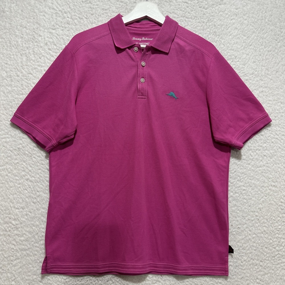 Tommy Bahama IslandZone S Polo Shirt Emfielder Pink 2.0 Pique Embroidered Logo